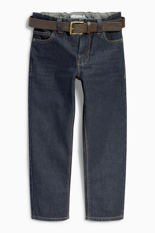 Denim Dk Blue Regular Belted Jeans (3-16yrs)